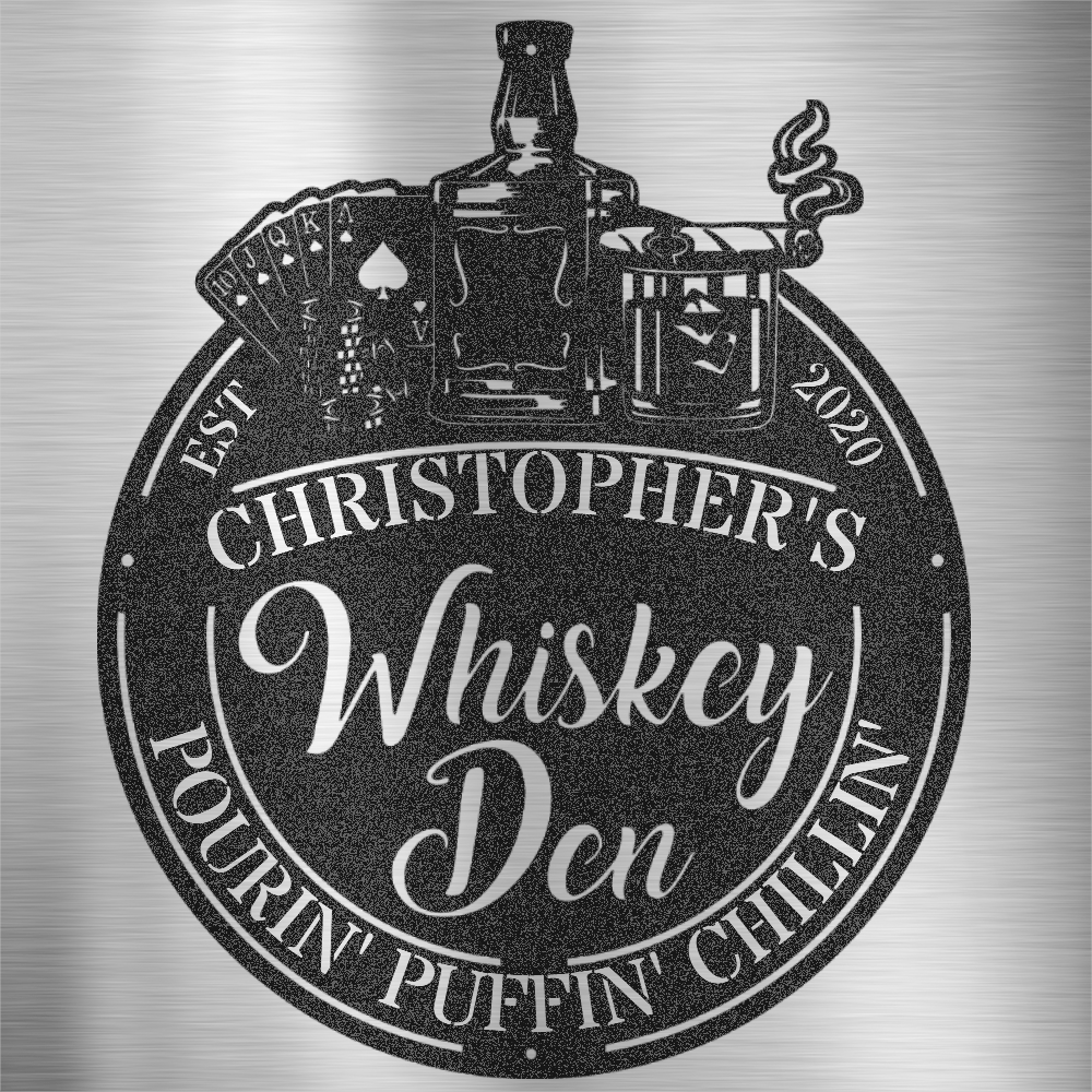 My Easy Monogram Steel Sign Black / 12 Man Cave - Whiskey Den - Steel sign