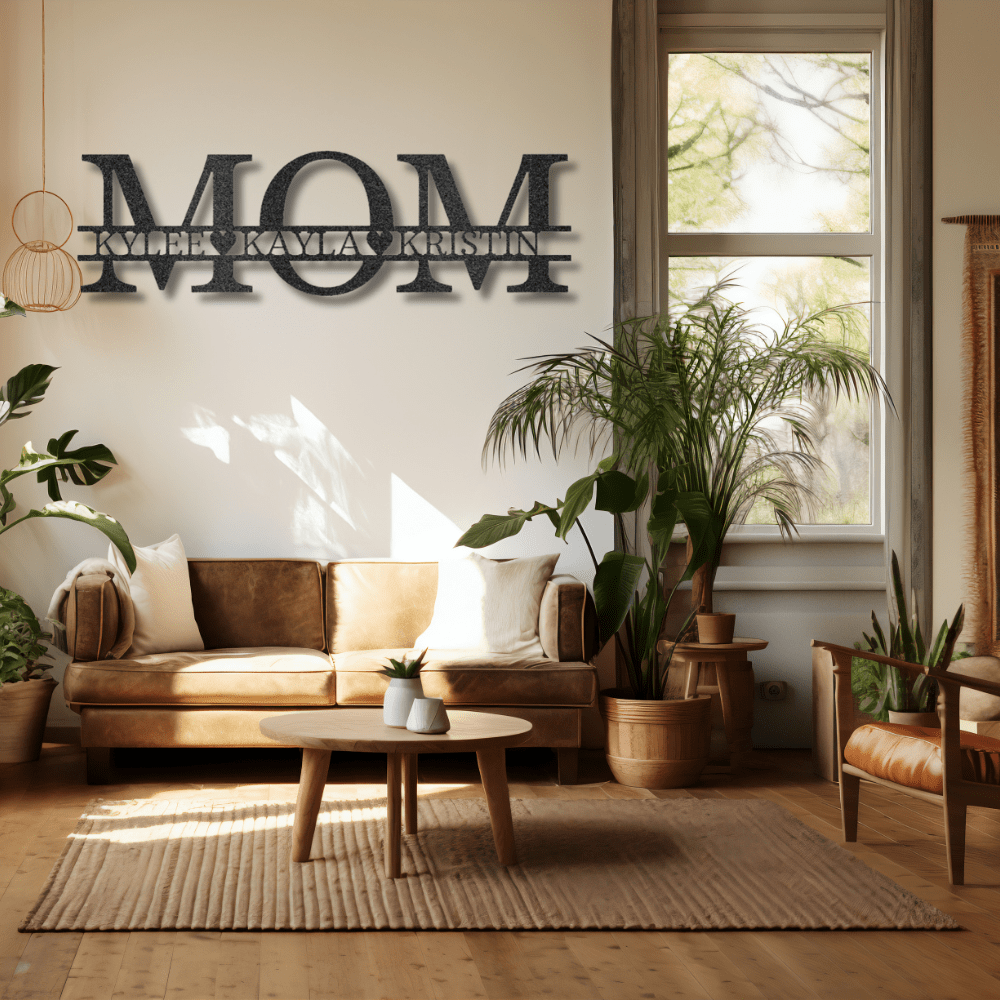 My Easy Monogram Steel Sign Black / 12 Mom - Three Names