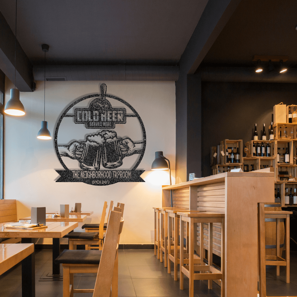 My Easy Monogram Steel Sign Cold Beer Served Here Metal Sign