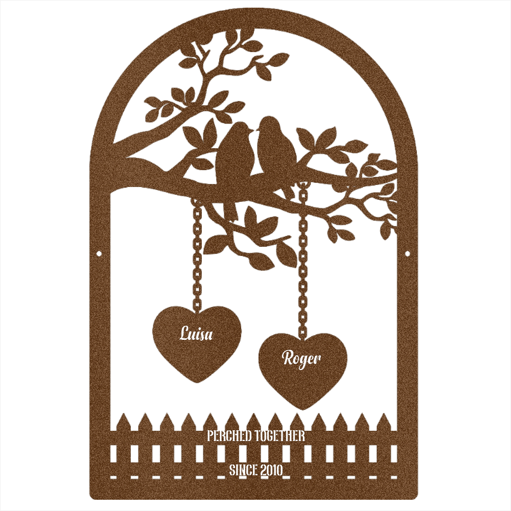 My Easy Monogram Steel Sign Copper / 12 Love Birds Perched Together - Steel Sign