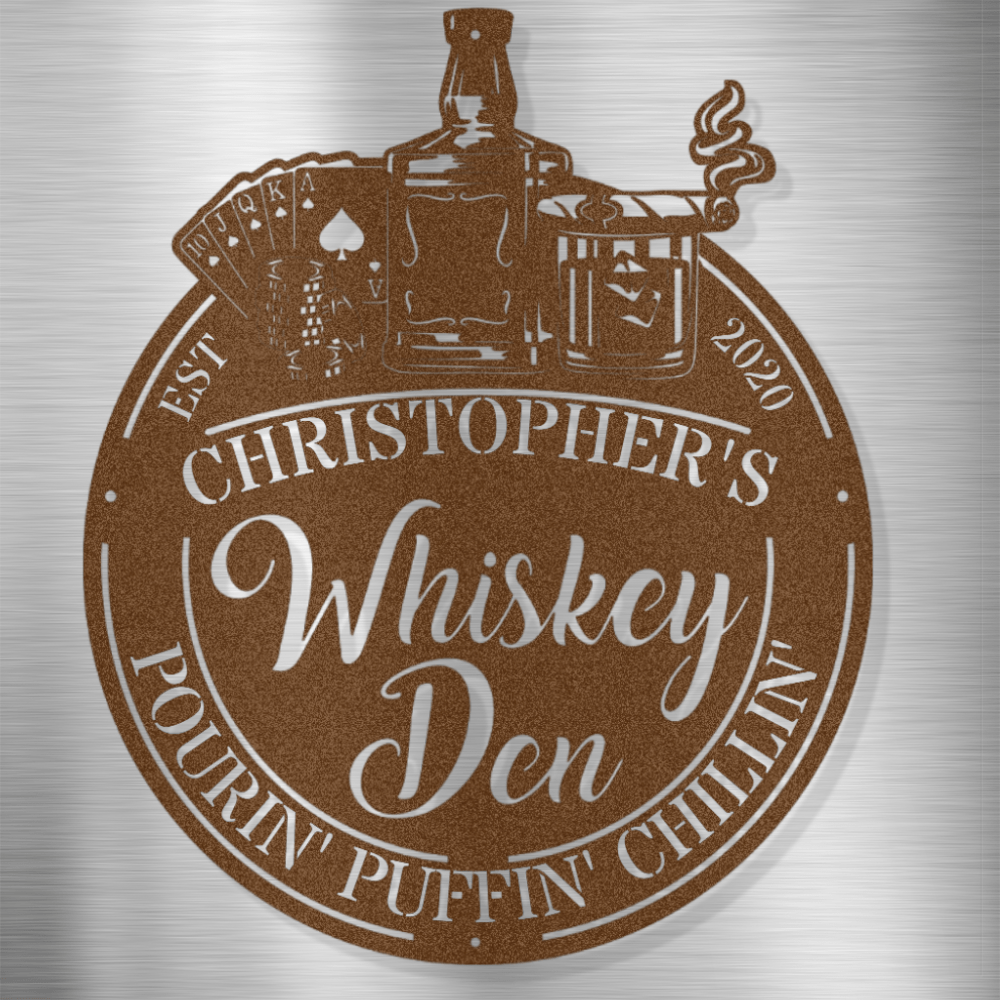 My Easy Monogram Steel Sign Copper / 12 Man Cave - Whiskey Den - Steel sign