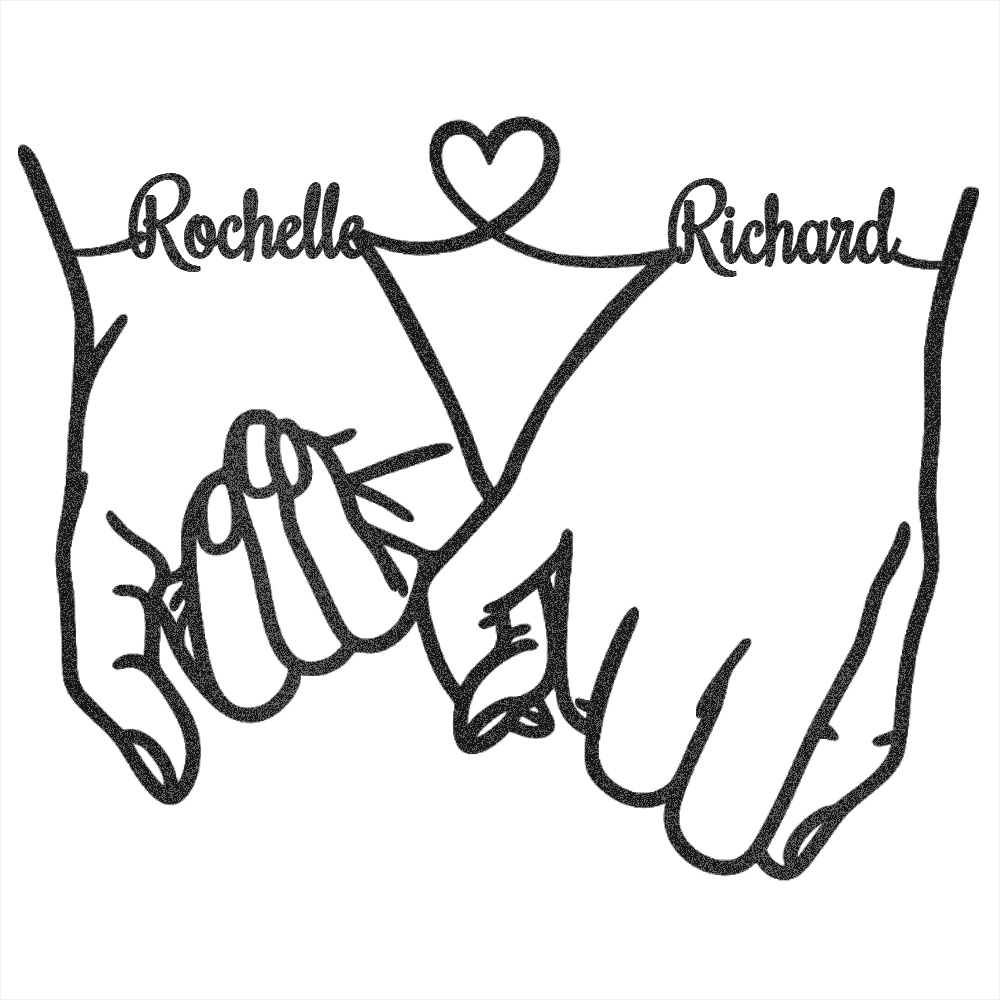 My Easy Monogram Steel Sign Couple Holding Hands - Steel Sign