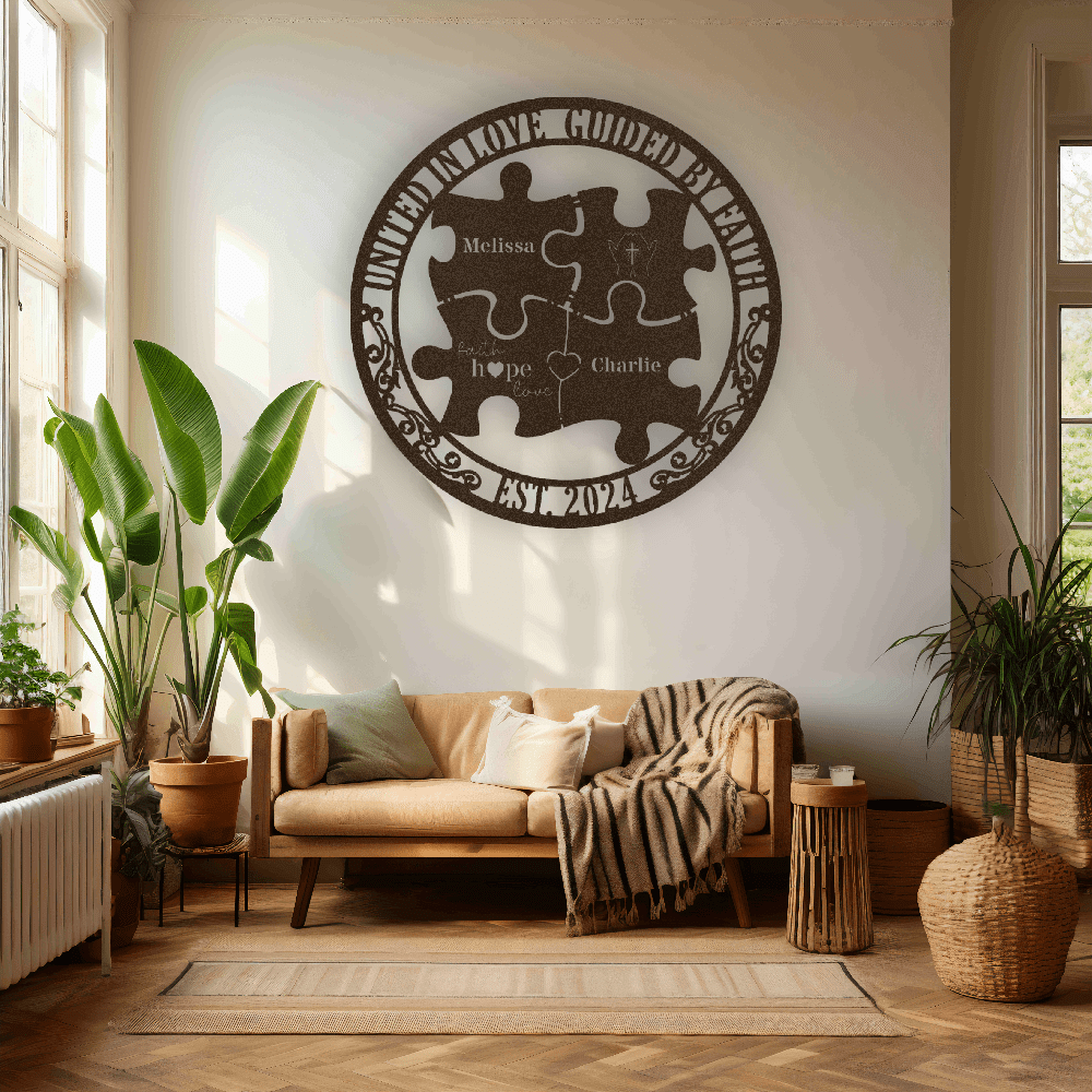 My Easy Monogram Steel Sign Couples United by Faith - Steel Sign