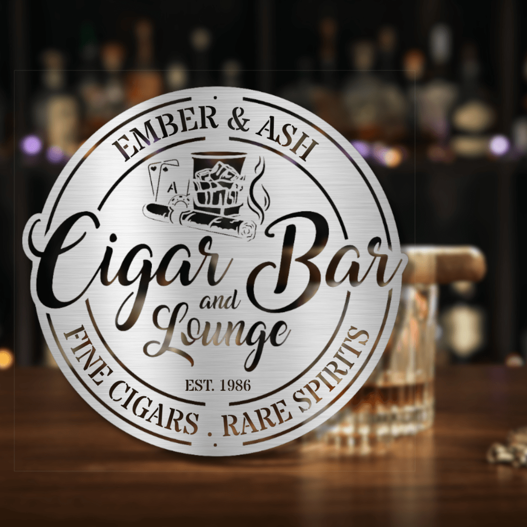 My Easy Monogram Steel Sign Custom Cigar Bar Steel Sign (Business Owners)