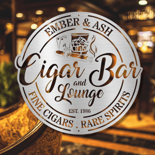 My Easy Monogram Steel Sign Custom Cigar Bar Steel Sign (Business Owners)