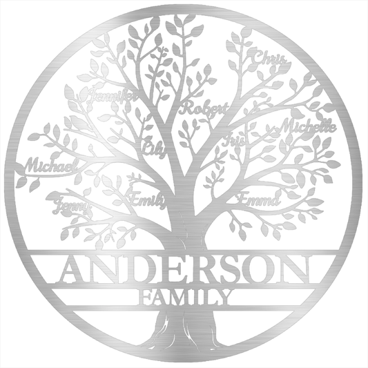 My Easy Monogram Steel Sign Family Tree - Steel Sign - Up to 10 names