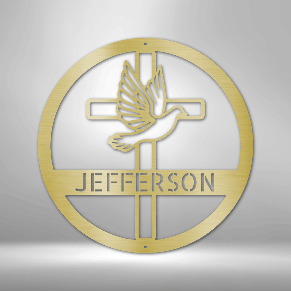 My Easy Monogram Steel Sign Gold / 12" Dove and Cross Monogram - Steel Sign