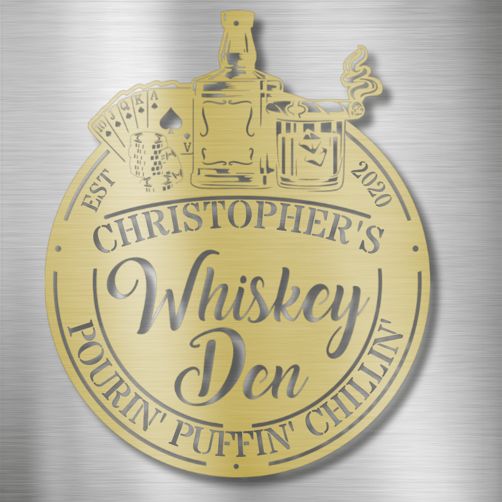 My Easy Monogram Steel Sign Gold / 12 Man Cave - Whiskey Den - Steel sign