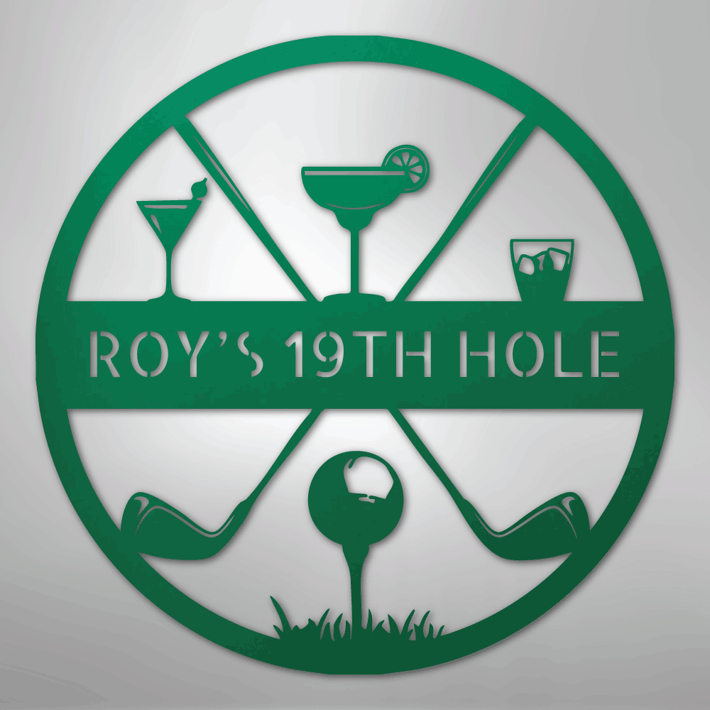 My Easy Monogram Steel Sign Green / 24" 19th Hole Casual Monogram - Steel Sign