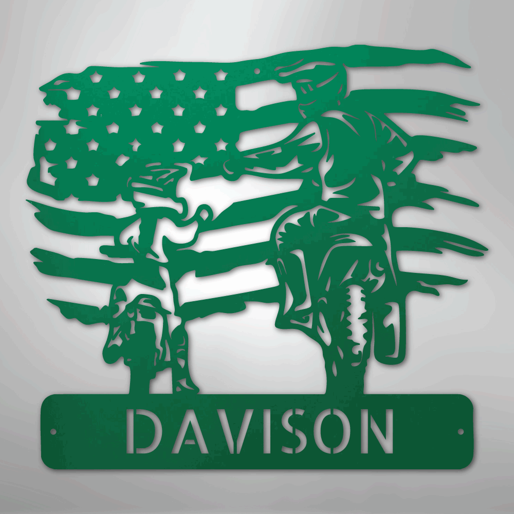 My Easy Monogram Steel Sign Green / 24" American Motocross Family Monogram - Steel Sign