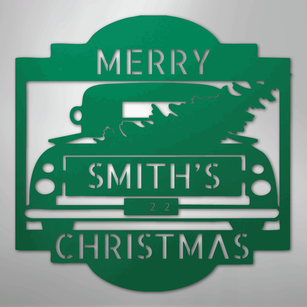My Easy Monogram Steel Sign Green / 24" Christmas Truck Monogram - Steel Sign