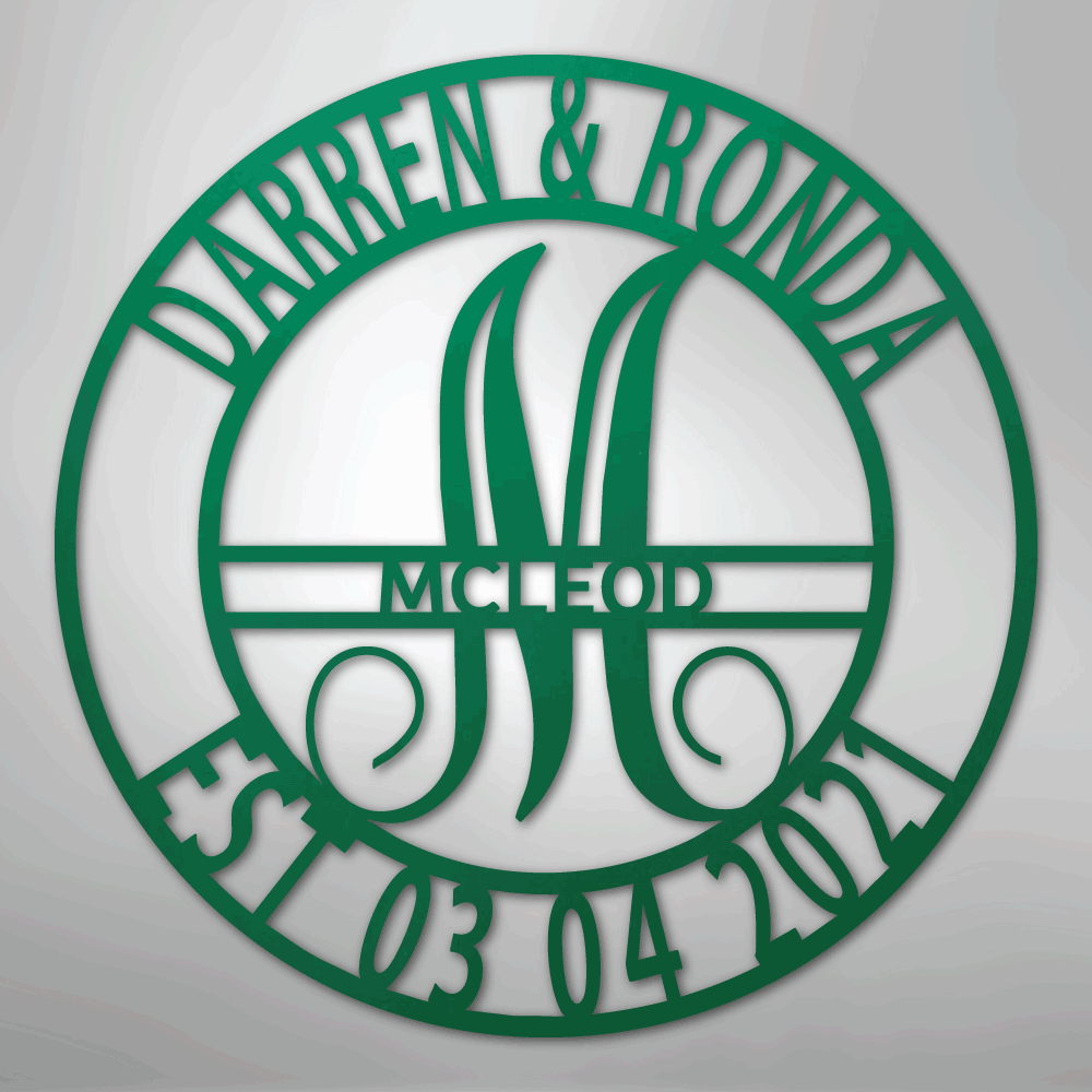 My Easy Monogram Steel Sign Green / 24" Elaborate Name - Steel Sign