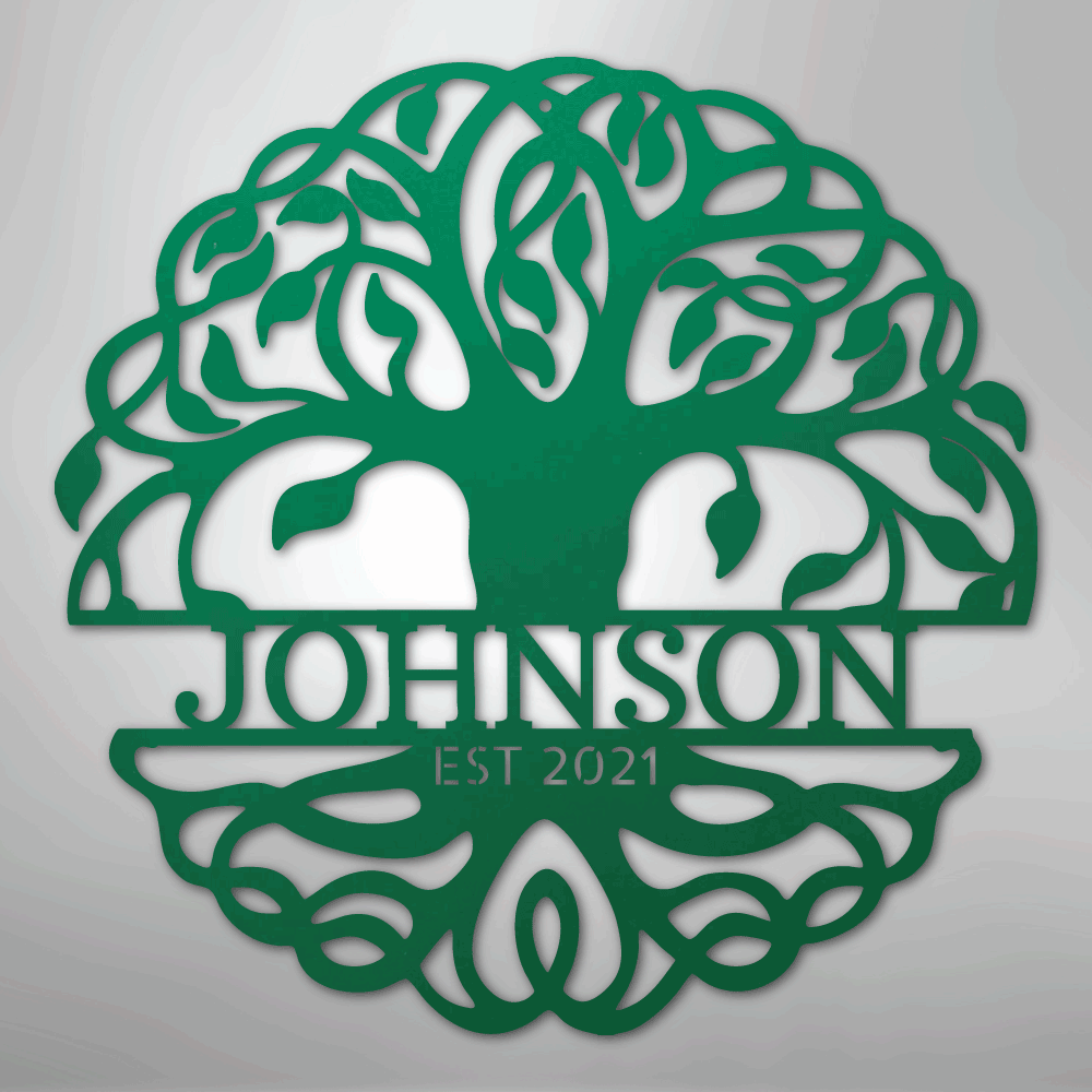 My Easy Monogram Steel Sign Green / 24" Fancy Tree of Life Monogram - Steel Sign