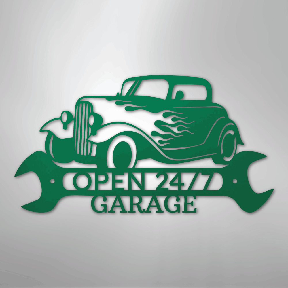 My Easy Monogram Steel Sign Green / 24" Hot Rod Shop Monogram - Steel Sign