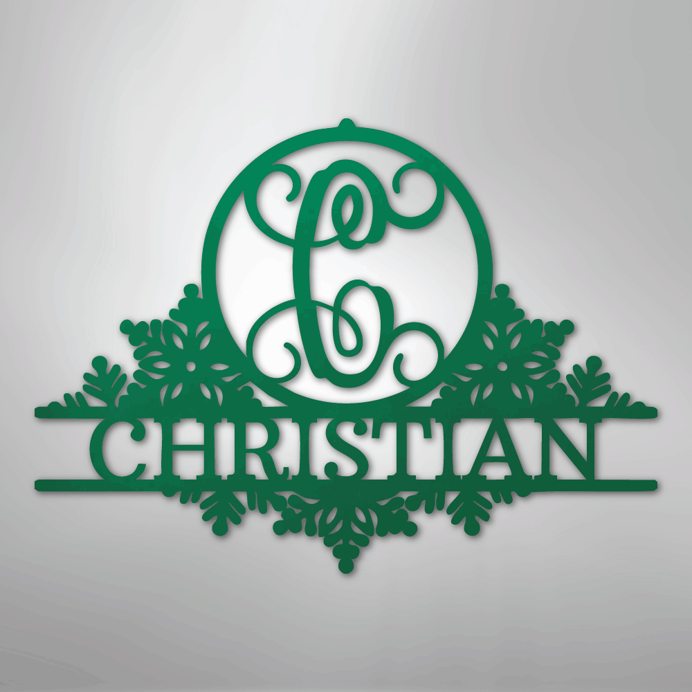 My Easy Monogram Steel Sign Green / 24" Snowfall Initial Monogram - Steel Sign