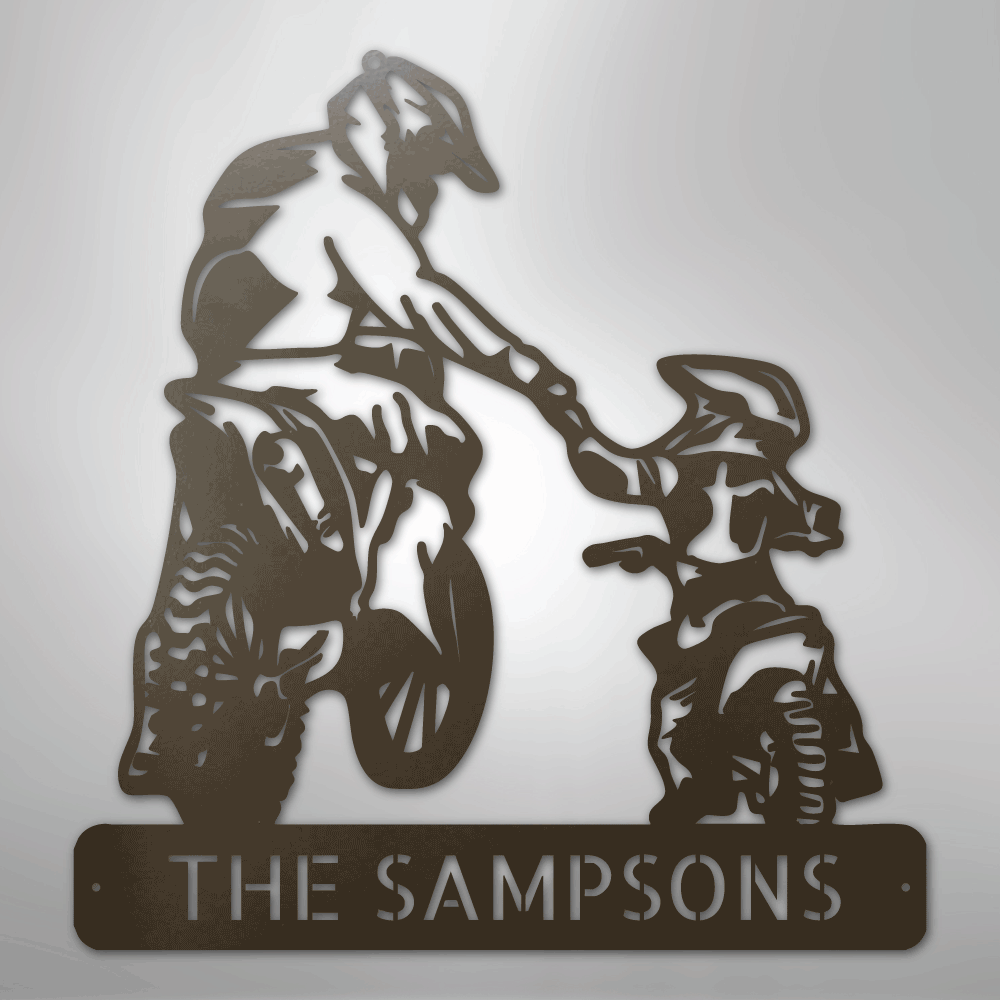 My Easy Monogram Steel Sign Stone / 24" Father and Son Motorcross Monogram - Steel Sign