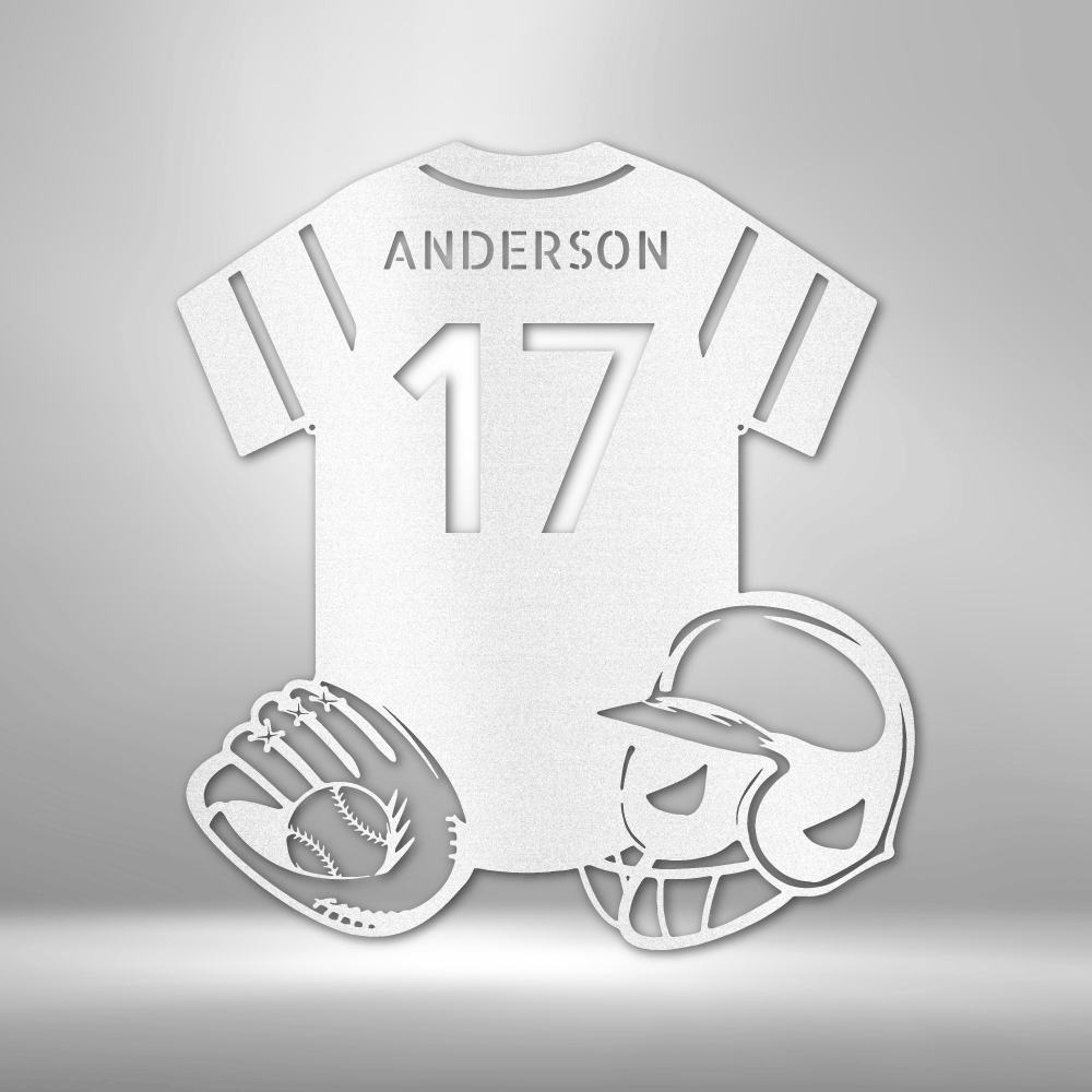 My Easy Monogram Steel Sign White / 12" Baseball Gear Monogram - Steel Sign