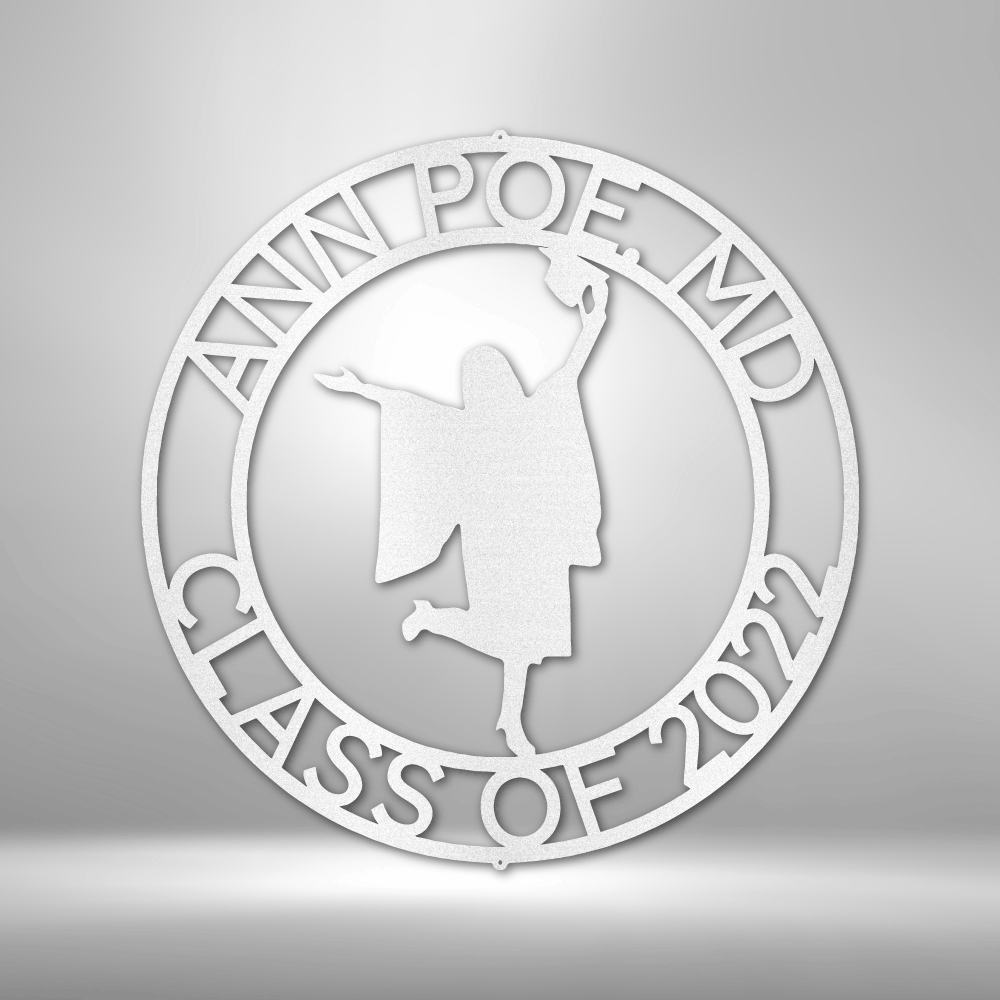 My Easy Monogram Steel Sign White / 12" Graduation Monogram - His and Hers - Steel Sign