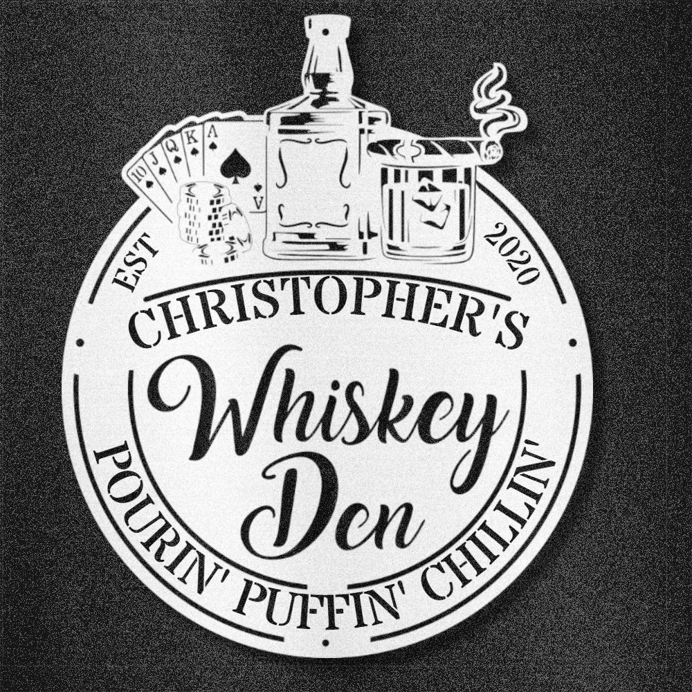 My Easy Monogram Steel Sign White / 12 Man Cave - Whiskey Den - Steel sign