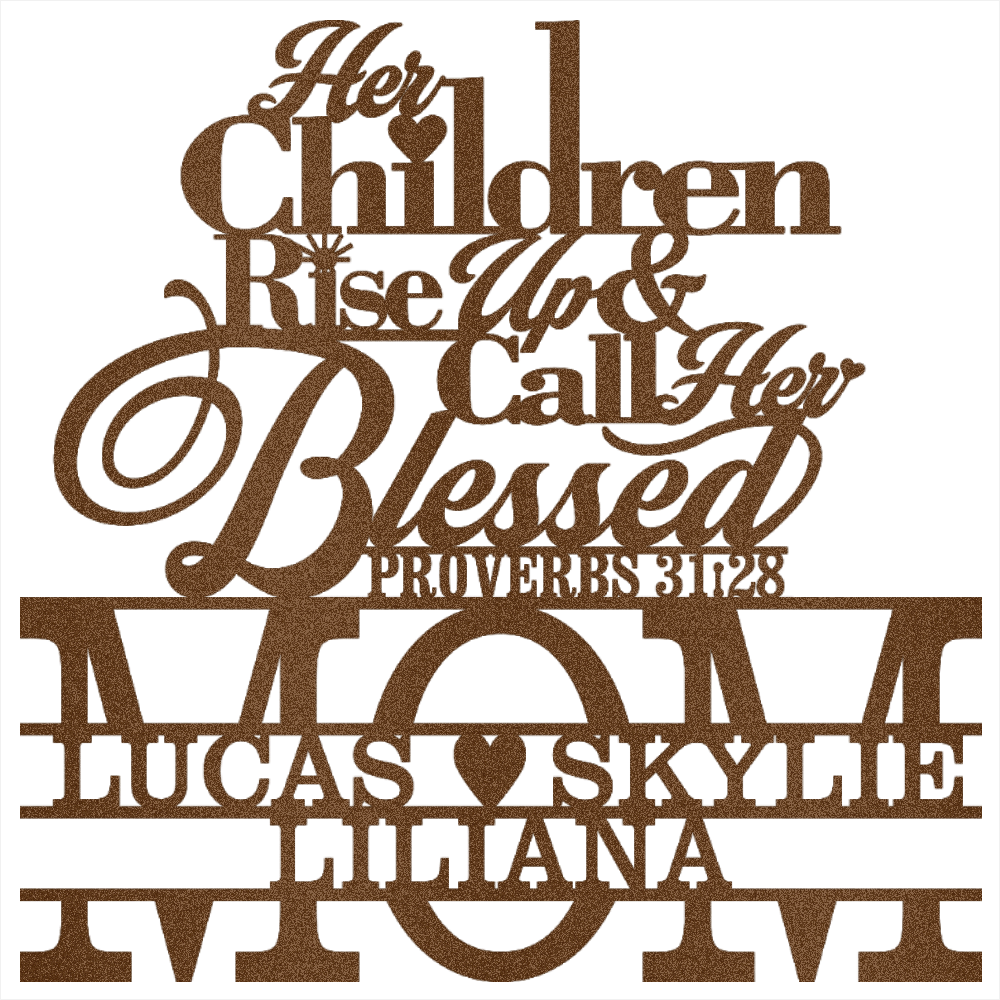 MyEasyMonogram Steel Sign Copper / 15 Custom Steel Wall Decor - Mom - Lucas Skylie Liliana