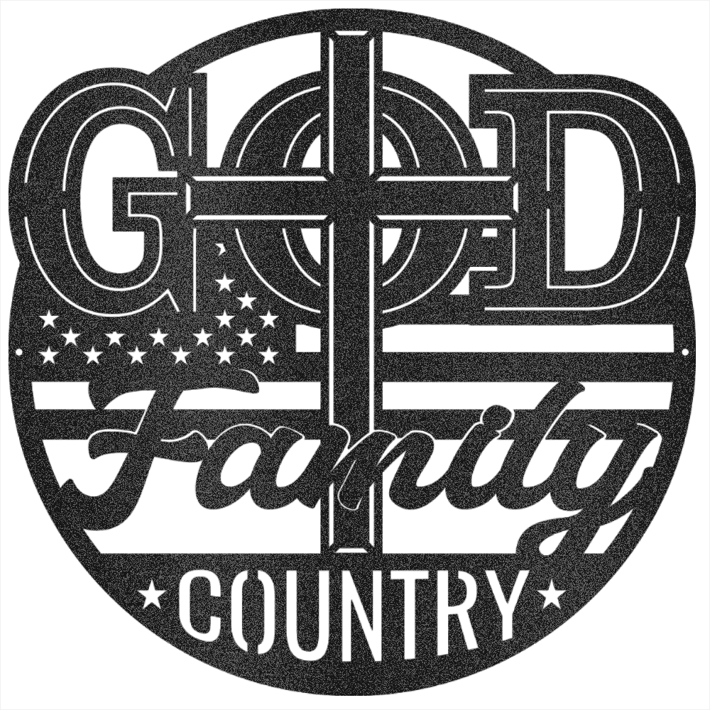 MyEasyMonogram Steel Sign The Trinity of Strength – God, Family, Country - Steel Sign
