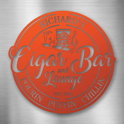 My Easy Monogram Steel Sign Orange / 12 Cigar Bar and Lounge - Steel Sign