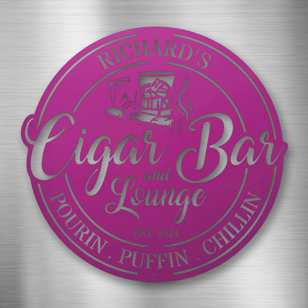 My Easy Monogram Steel Sign Purple / 12 Cigar Bar and Lounge - Steel Sign