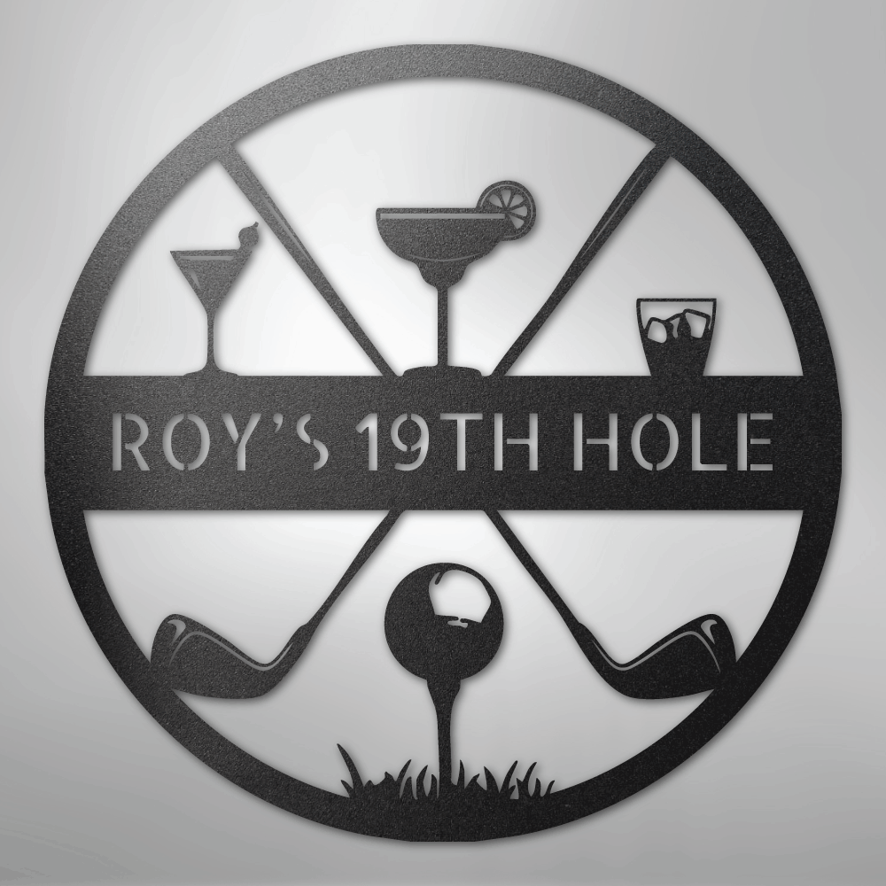My Easy Monogram Steel Sign Black / 12" 19th Hole Casual Monogram - Steel Sign