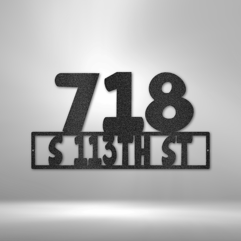 My Easy Monogram Steel Sign Black / 12" Address - Steel Sign