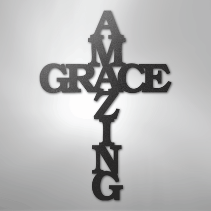 My Easy Monogram Steel Sign Black / 12" Amazing Grace Cross - Steel Sign