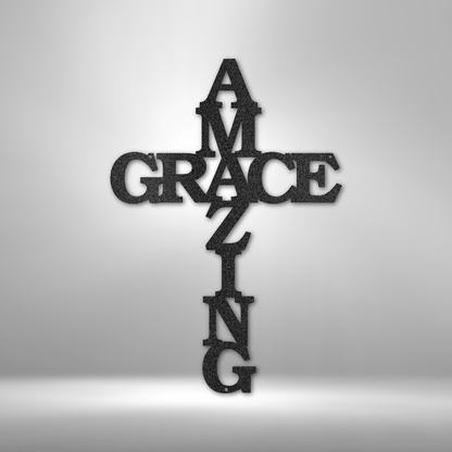 My Easy Monogram Steel Sign Black / 12" Amazing Grace Cross - Steel Sign