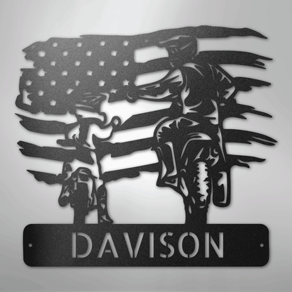 My Easy Monogram Steel Sign Black / 12" American Motocross Family Monogram - Steel Sign