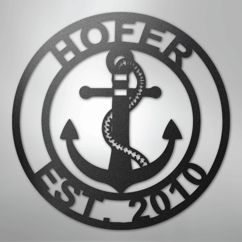 My Easy Monogram Steel Sign Black / 12" Anchor Family Name - Steel Sign