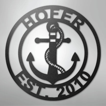 My Easy Monogram Steel Sign Black / 12" Anchor Family Name - Steel Sign