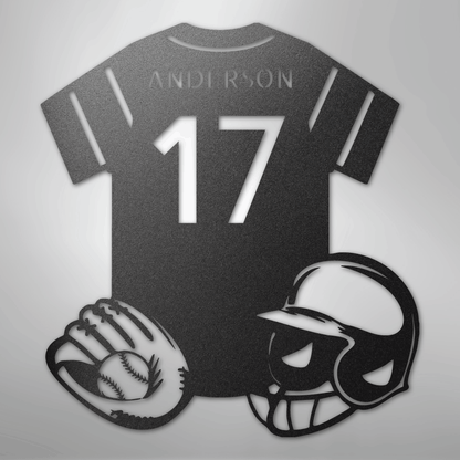 My Easy Monogram Steel Sign Black / 12" Baseball Gear Monogram - Steel Sign