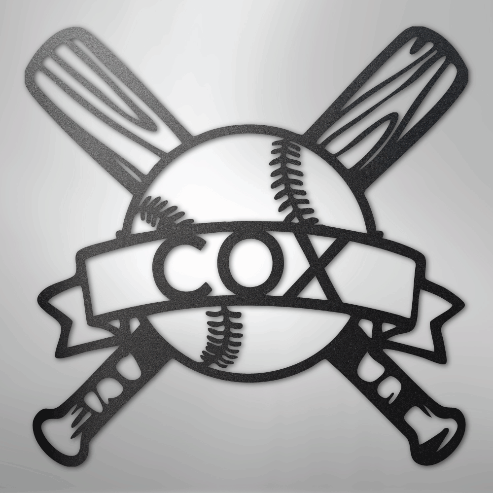 My Easy Monogram Steel Sign Black / 12" Baseball Monogram - Metal Sign