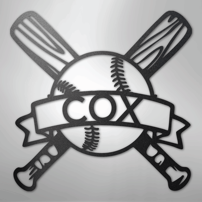 My Easy Monogram Steel Sign Black / 12" Baseball Monogram - Metal Sign