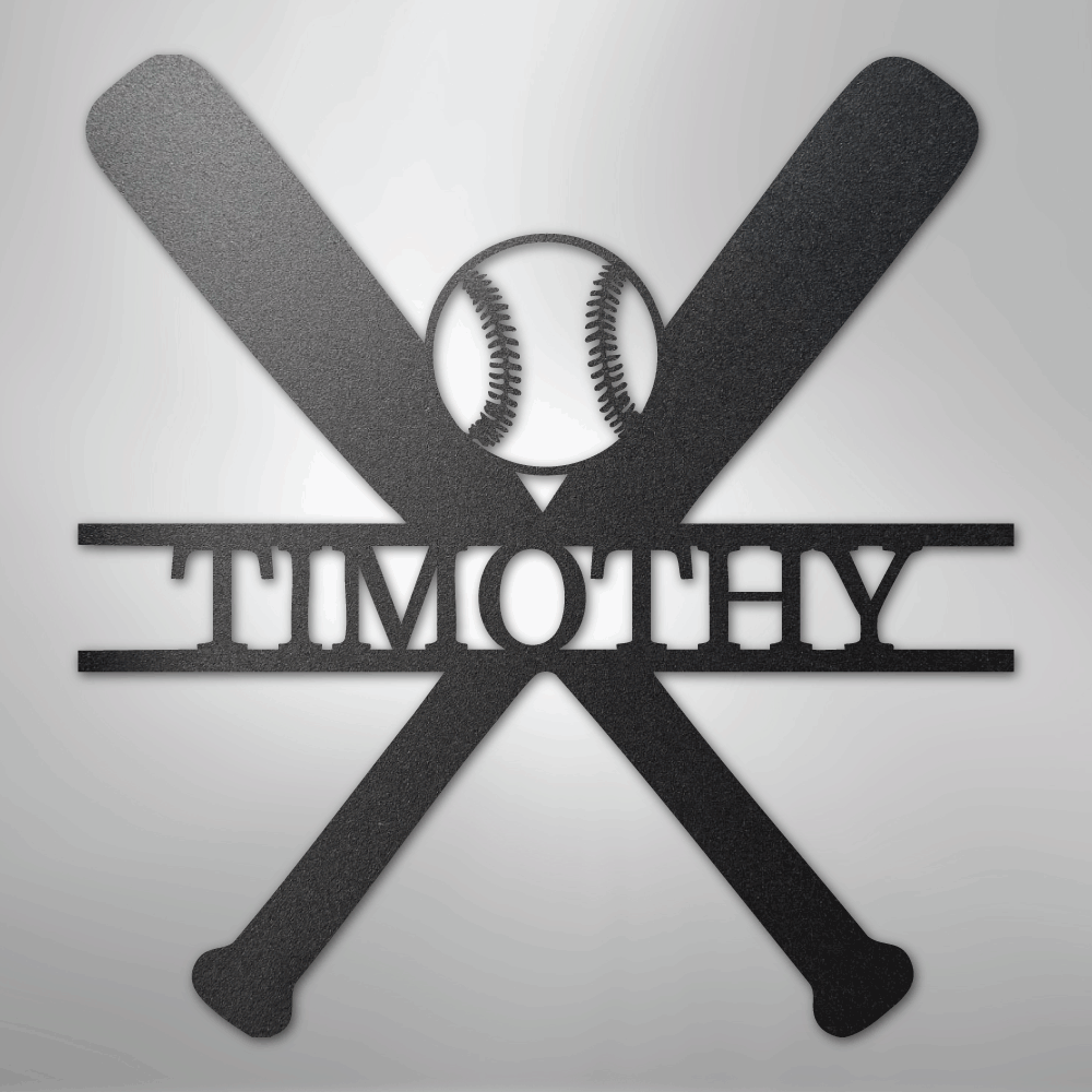 My Easy Monogram Steel Sign Black / 12" Batter Up - Metal Sign