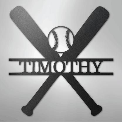 My Easy Monogram Steel Sign Black / 12" Batter Up - Metal Sign