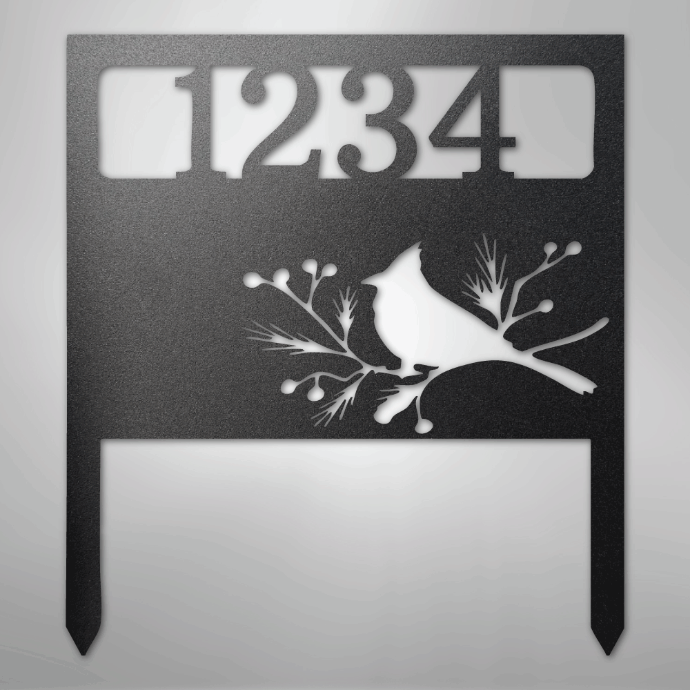 My Easy Monogram Steel Sign Black / 12" Bird Yard Address Stake - Steel Sign
