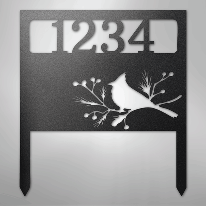 My Easy Monogram Steel Sign Black / 12" Bird Yard Address Stake - Steel Sign