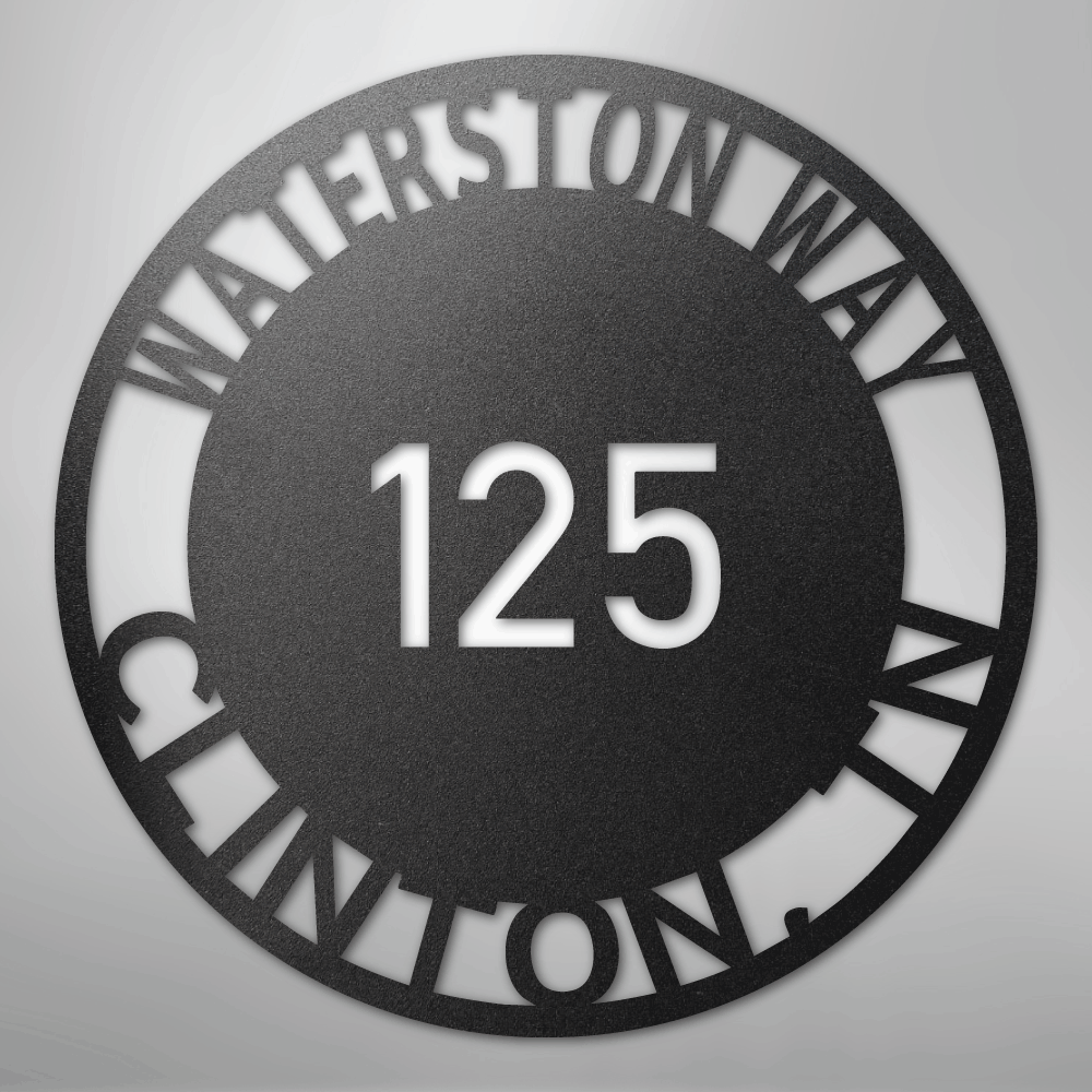 My Easy Monogram Steel Sign Black / 12" Bold Circle Address - Steel Sign