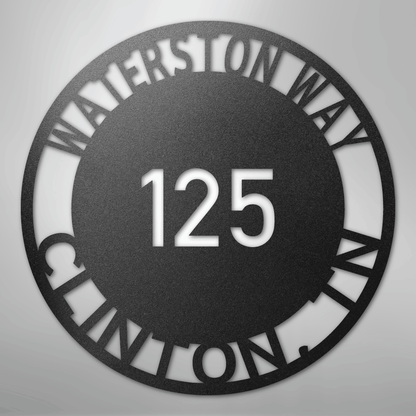My Easy Monogram Steel Sign Black / 12" Bold Circle Address - Steel Sign
