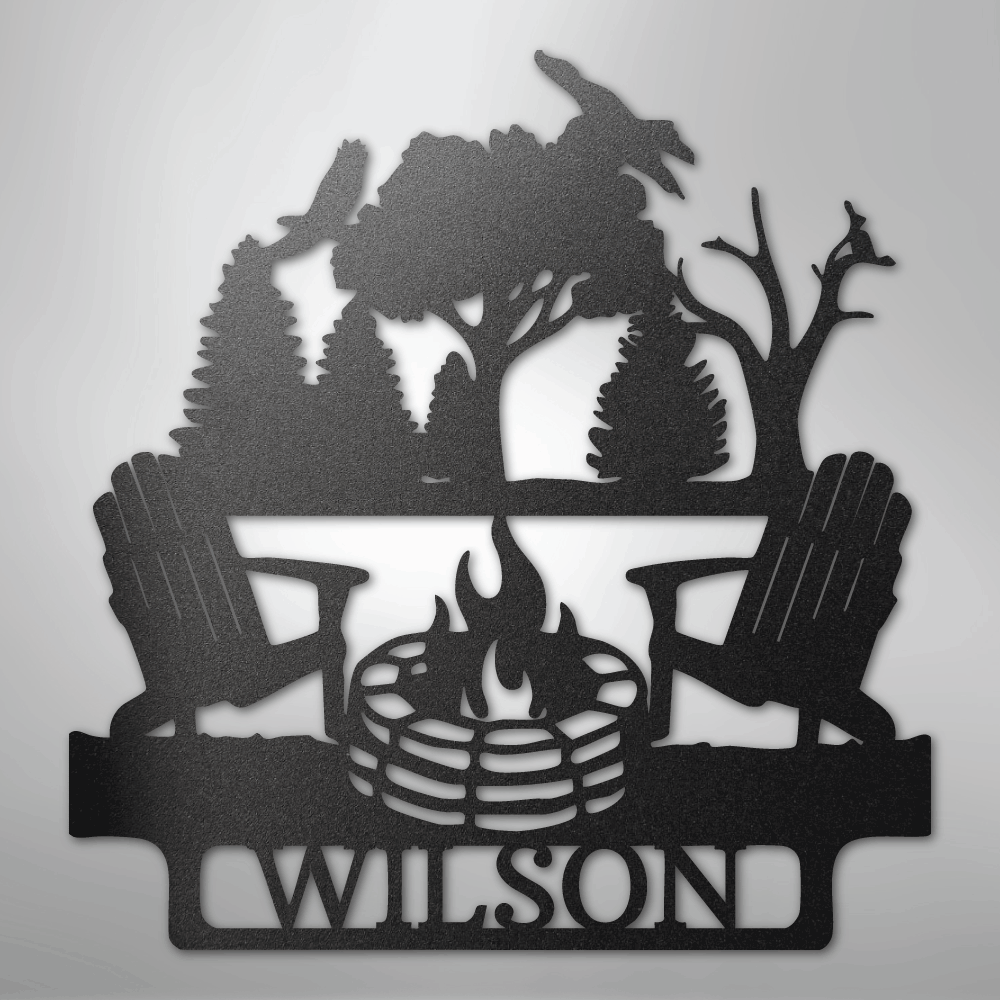 My Easy Monogram Steel Sign Black / 12" Camping Firepit Vibe Monogram - Steel Sign