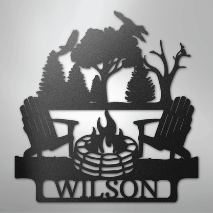 My Easy Monogram Steel Sign Black / 12" Camping Firepit Vibe Monogram - Steel Sign