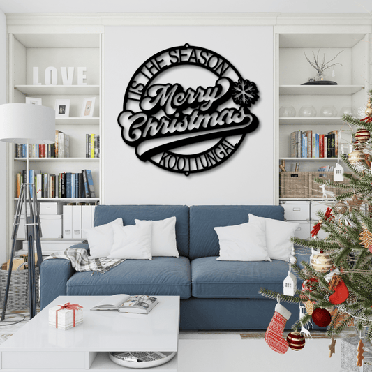 My Easy Monogram Steel Sign Black / 12" Christmas Ring Monogram - Steel Sign