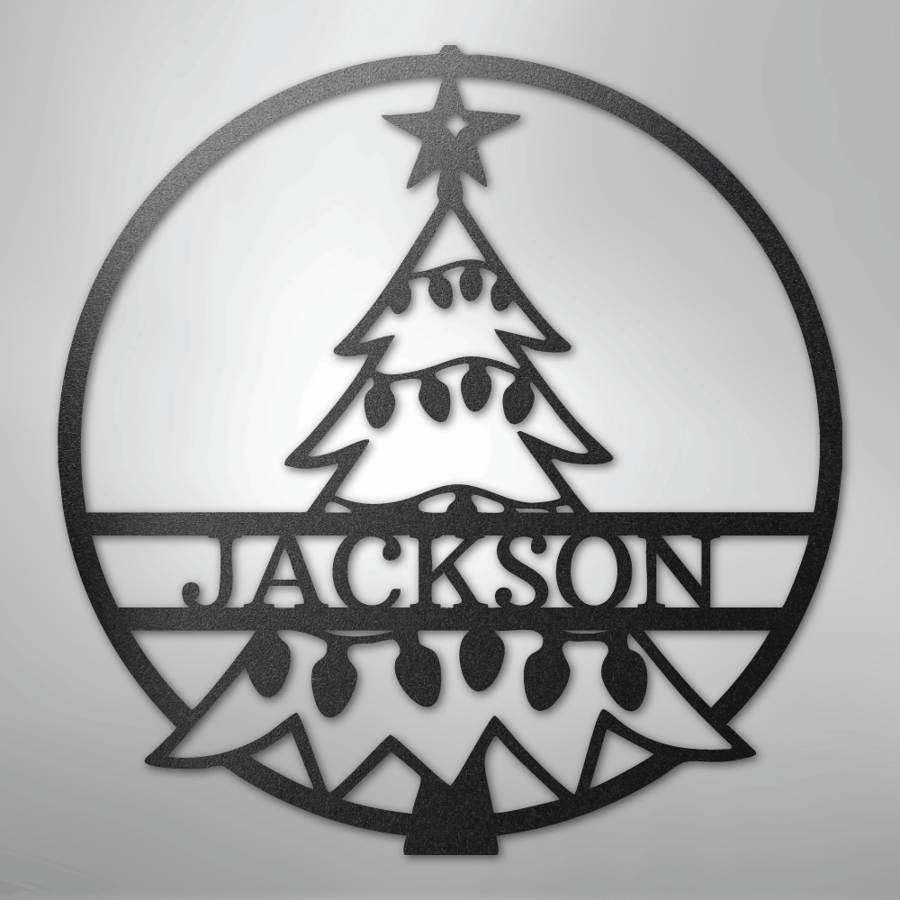 My Easy Monogram Steel Sign Black / 12" Christmas Tree Monogram - Steel Sign
