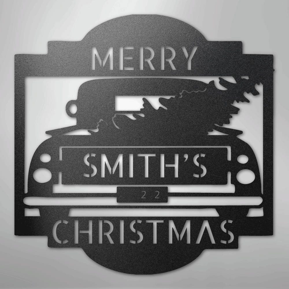 My Easy Monogram Steel Sign Black / 12" Christmas Truck Monogram - Steel Sign