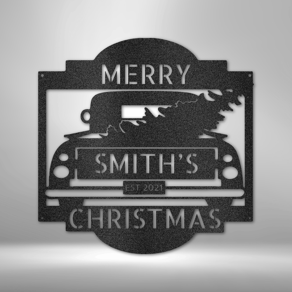 My Easy Monogram Steel Sign Black / 12" Christmas Truck Monogram - Steel Sign