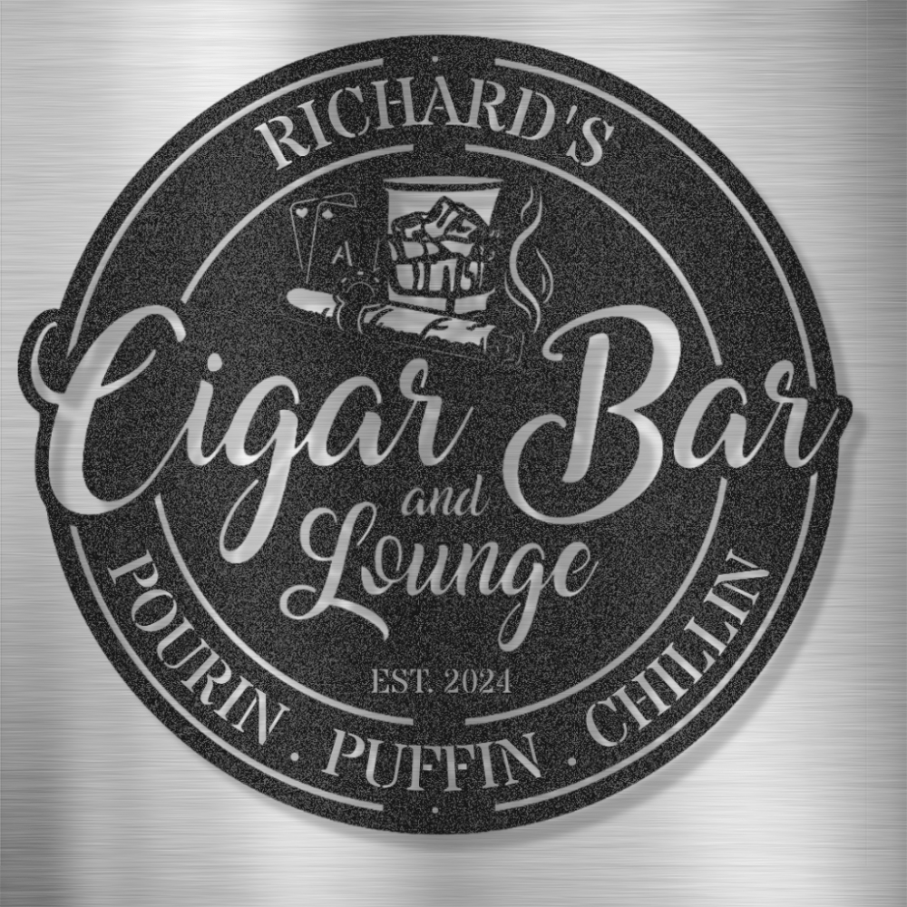 My Easy Monogram Steel Sign Black / 12 Cigar Bar and Lounge - Steel Sign